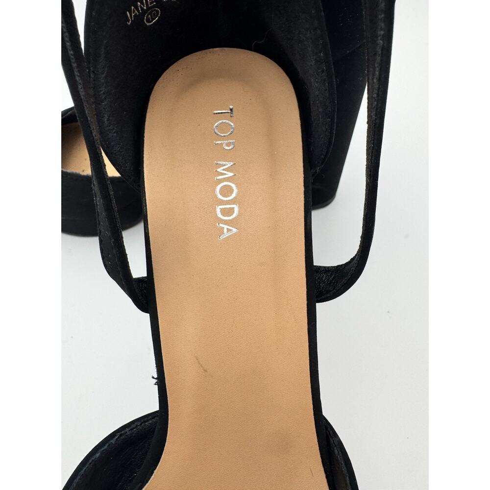 Top Moda Jane-99 Black Platform Block Heel Pumps Ankle Strap Women’s Size 10 - Picture 3 of 7